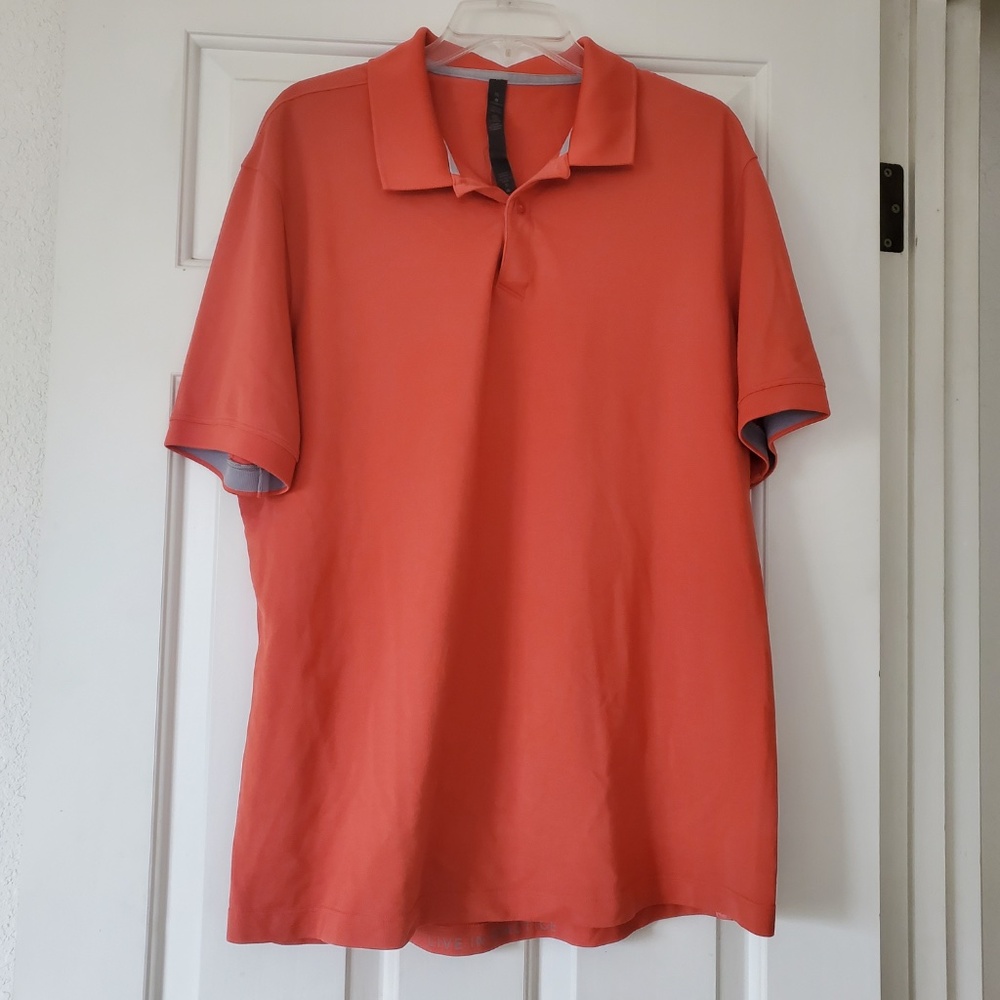 Lululemon Rust Grey textured short Sleeve Men's Polo Shirt XL & Gift
